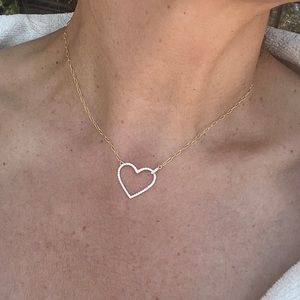RACHEL ZOE heart sterling silver cz 16" length necklace gold